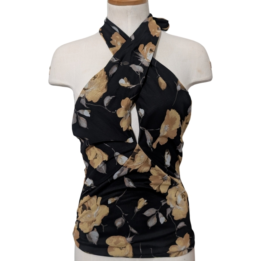 By Anthropologie Tie-Neck Shirred Halter Top NWT Size Small